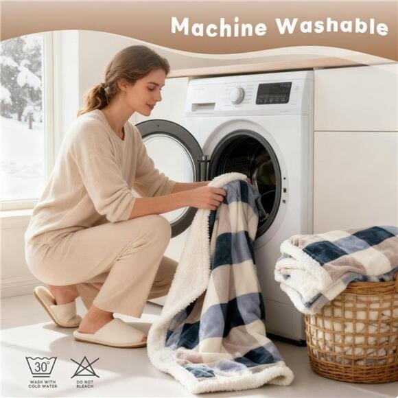 Sherpa Fleece Throw Blanket 60" x 80" Reversible Plush Fluffy Large Big - Picture 6 of 7